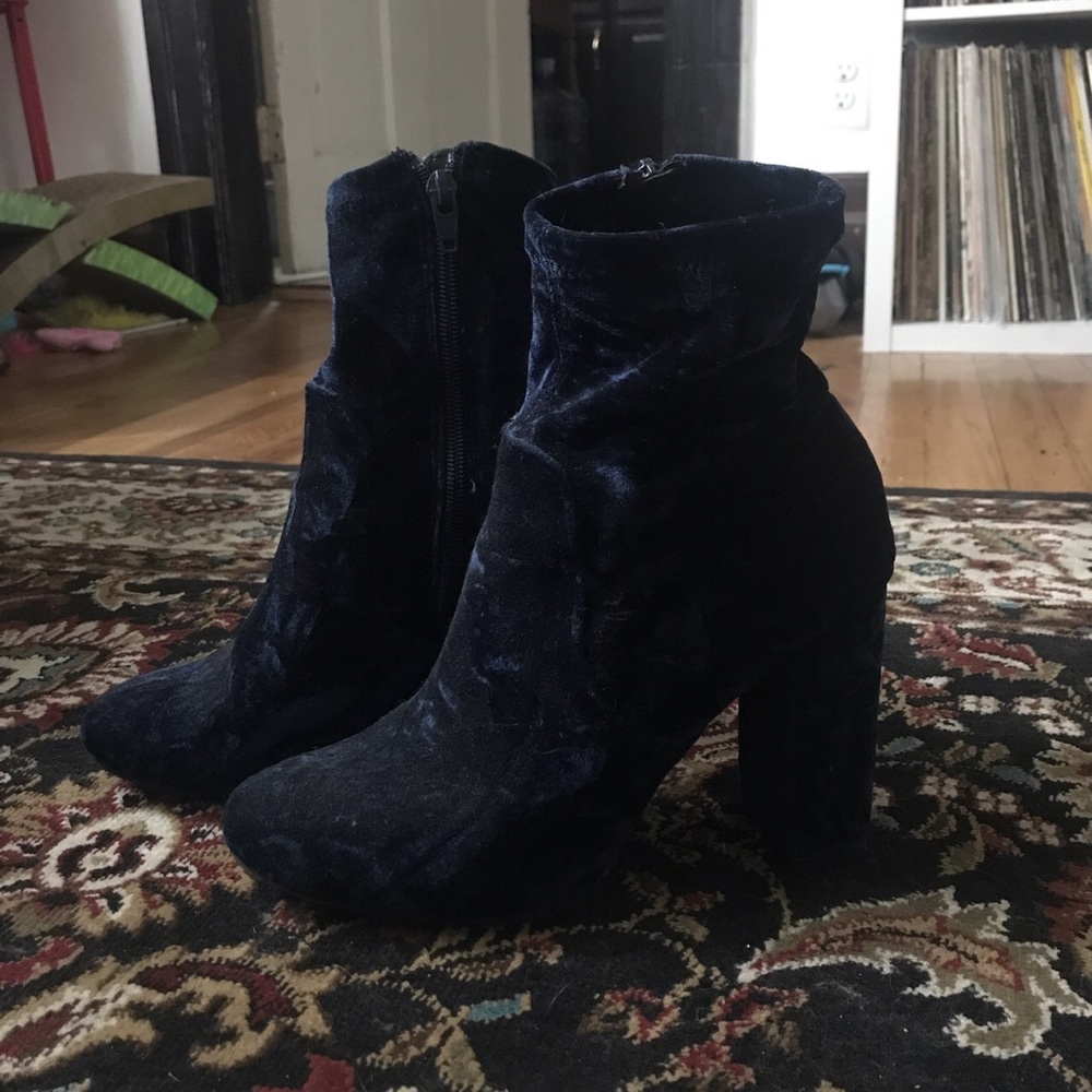 Blue Velour Sock Booties